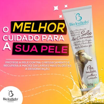 Creme Hidratante Desodorante Revitalizante Pés, Mãos, Cotovelos e Joelhos Argan e Amêndoas 150g - Bio Instinto